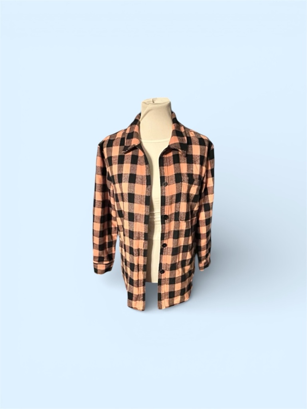 Rails Women's Onyx Peach and Black Buffalo Check Button-Down Shirt |90s